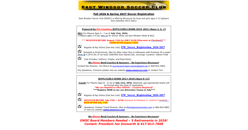 Annual 2026-2027 Soccer Fall Flyer